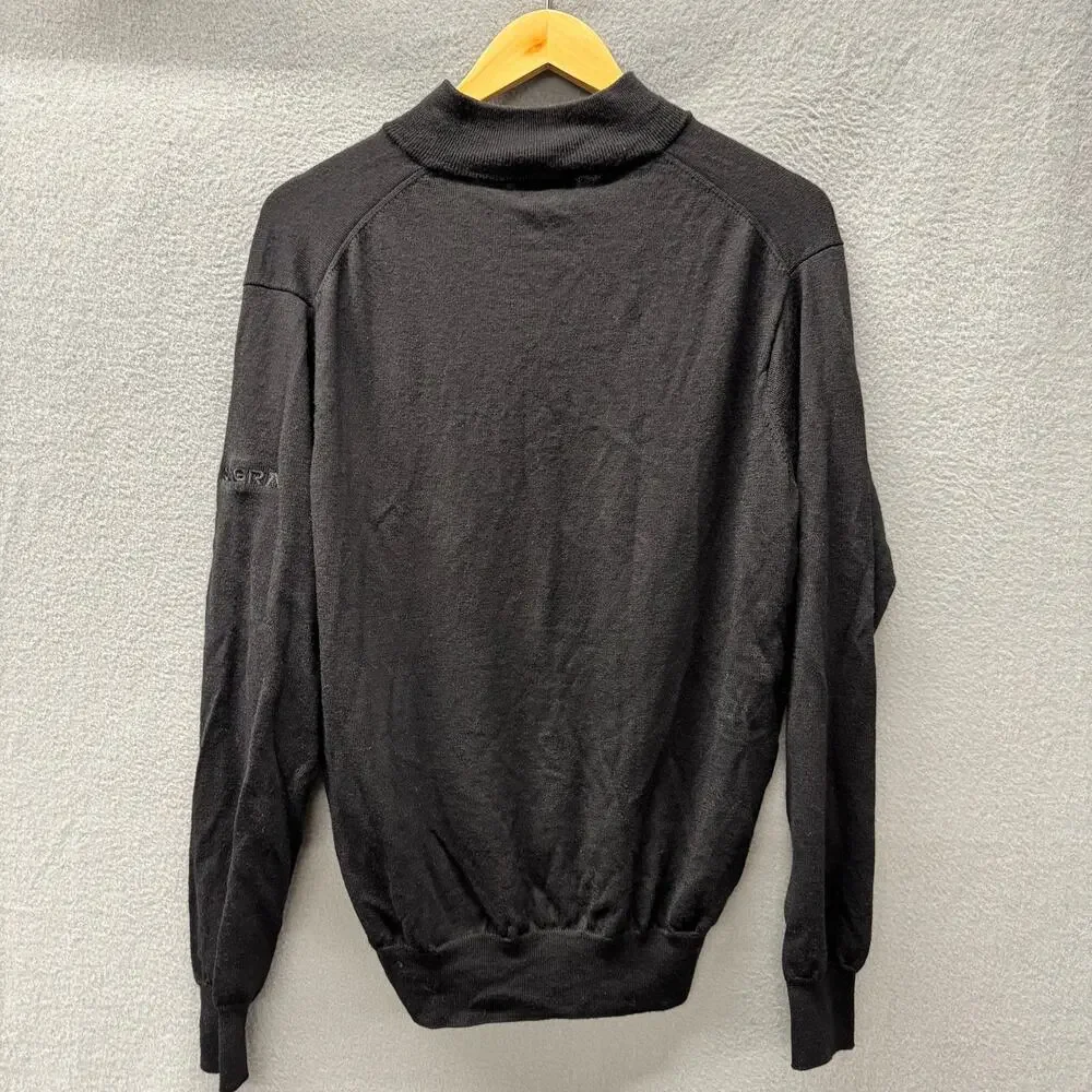 Peter Millar Sweater Mens Large Black Crown Soft 1/4 Zip Merino Wool‎ Silk SEGMA